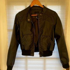 Faux Leather Bomber Jacket